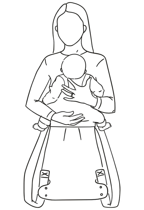 Marsupi instruction belly carry step 1